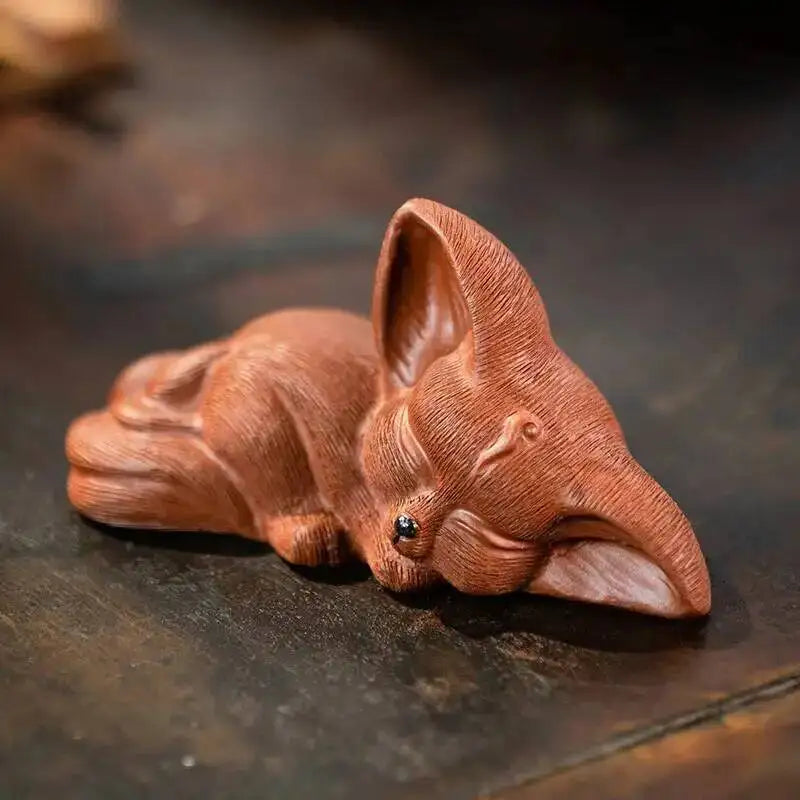 Zisha Tea Pet Fox Ornament Nine-tailed Spirit Fox Sculpture Creative Tea Tray Decoration Accessories Tea Set Quake