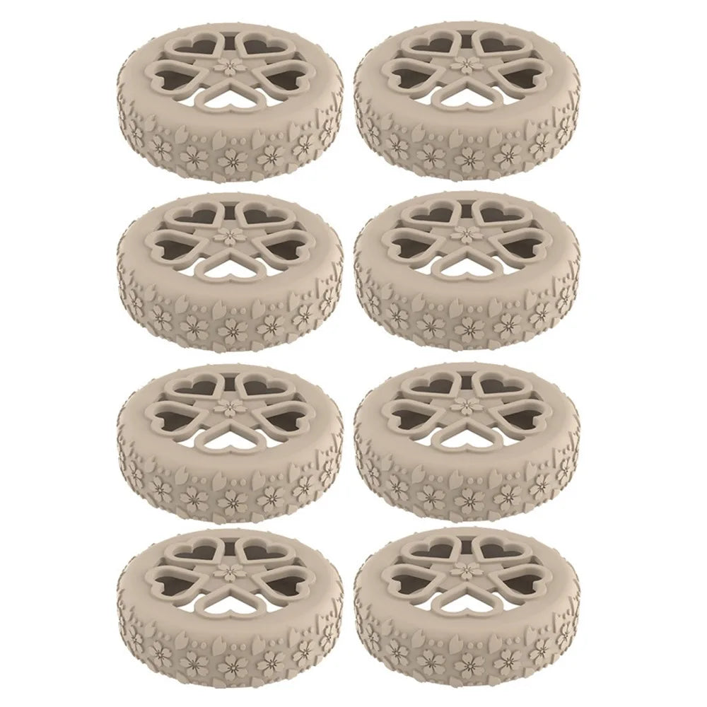 8Pcs Silicone Luggage Wheels Protector Cover Reduce Noise Anti-slip Suitcases Wheel Protection Rings Reduce Wheel Wear Quake Khaki