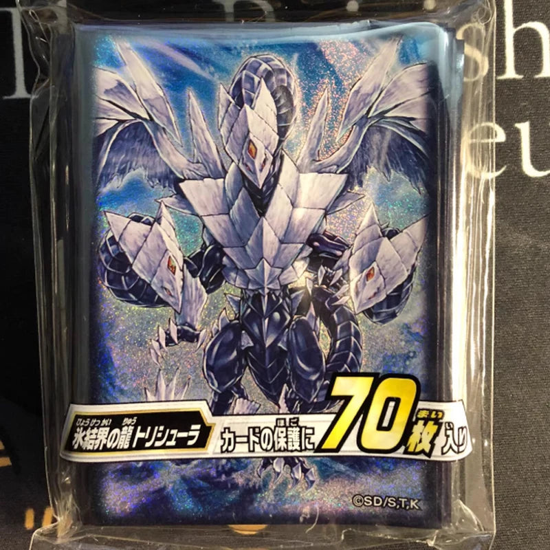 Hot 70pcs Official Yu-Gi-Oh! Trishula Dragon Card Sleeves 63x90mm Anime Collection Protective Sleeves Gift for Kids Card Game Quake