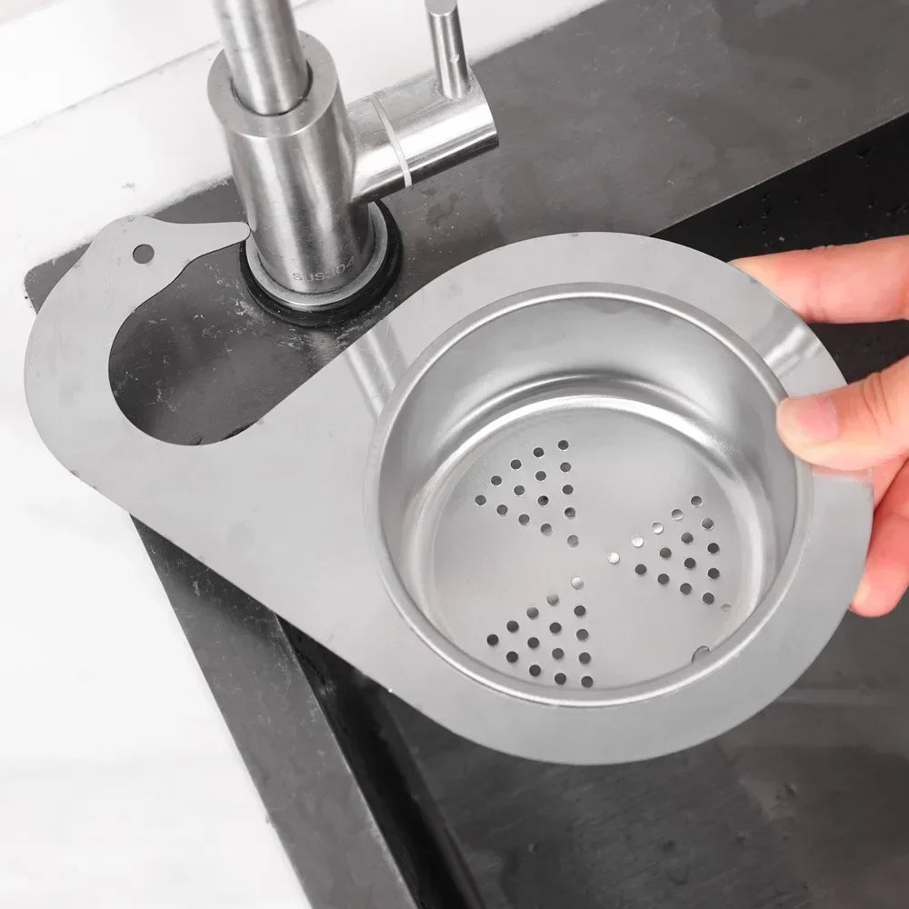 Kitchen Sink Strainer Basket Stainless Steel Swan Leftover Filter Removable Goosehead Storage Drain Basket Hanging Drainage Rack Quake