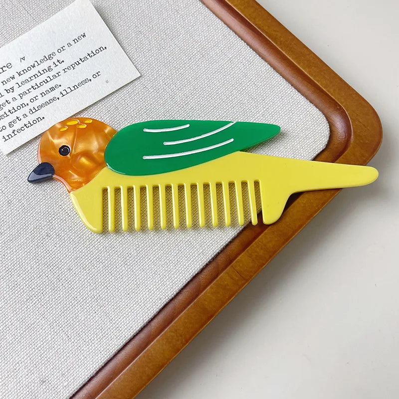 Acetic Acid Wide Tooth Comb Cute Cartoon Animal Detangling Hair Brush Dog Swan Pattern Small Pocket Comb Salon Hair Accessories Quake 6 12cmx5cm