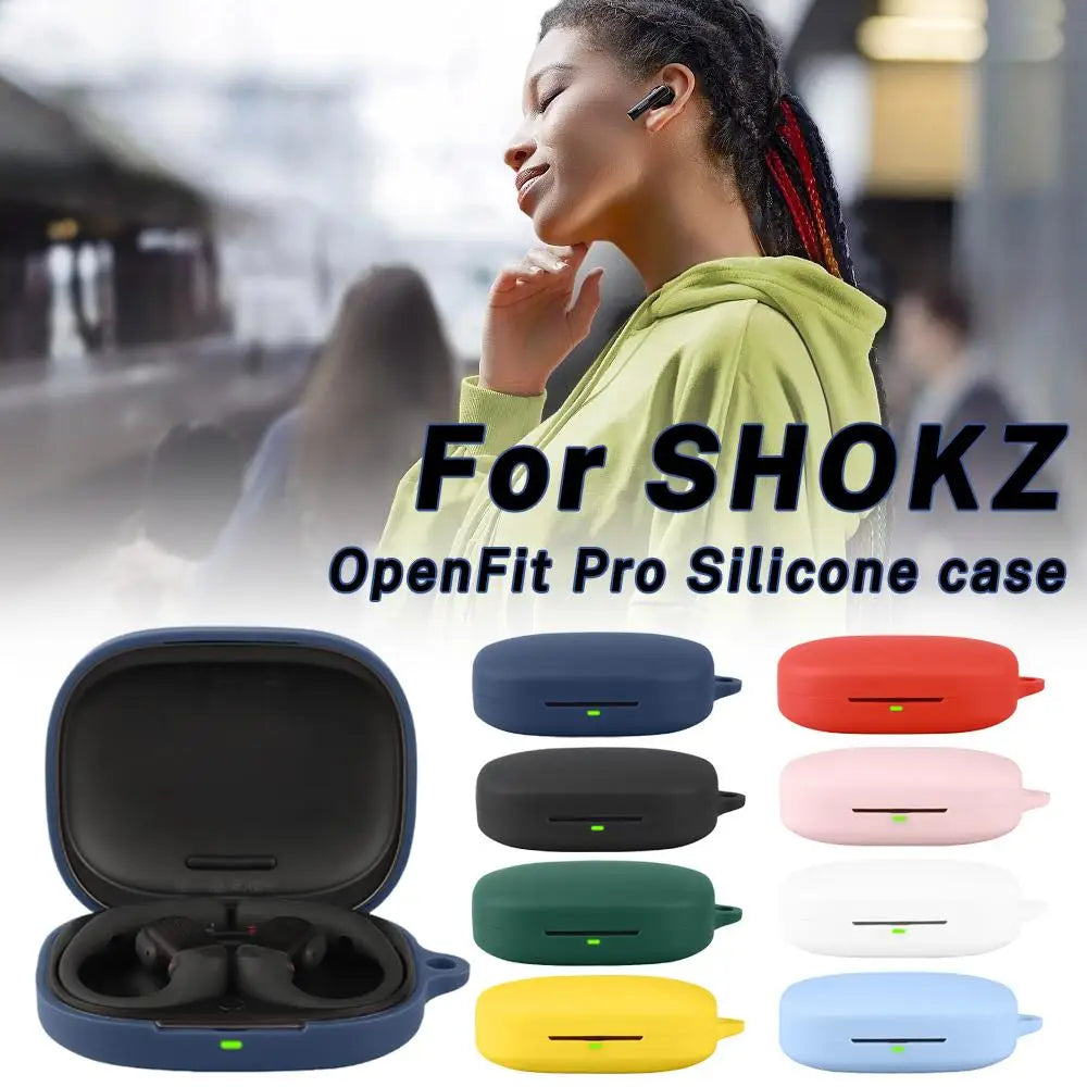 Protective Case for SHOKZ OpenFit Pro T010 Soft Silicone Shockproof Cover with Hook Anti-Fingerprint Dustproof Headphone Shell Quake