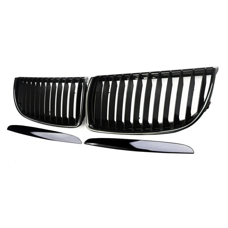For BMW 3 Series E90 E91 2005-2008 Car Styling Single Line Grille Kidney ABS Front Hood Racing Grill Black Silver Accessories Quake