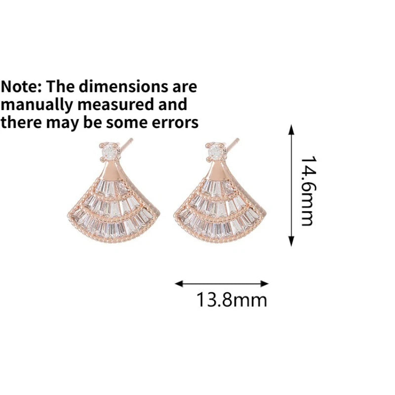 Fan Shaped Earrings Layered Skirt Shaped Rose Gold Earrings Light Luxury Earrings for Ladies Elegant Daily Earrings Quake a pair