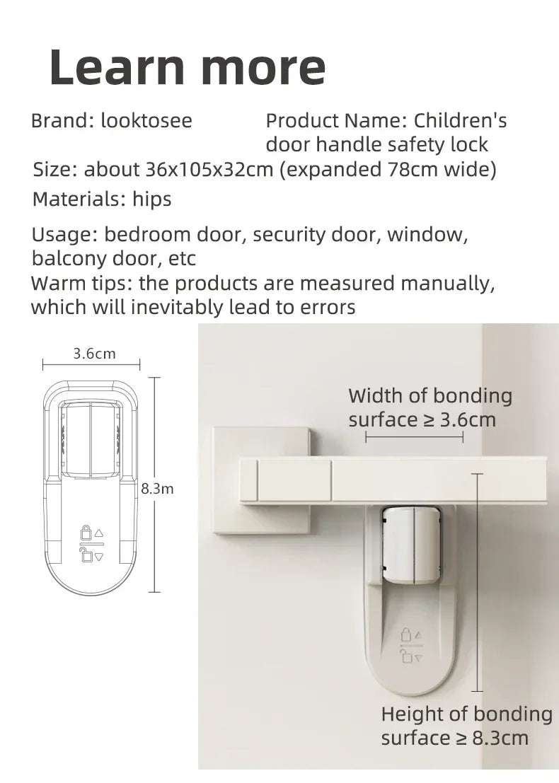 vvocci Home Universal ABS Protection Device for Children Easy to Install Anti-open Handle Locks Door Lever LockSafety Doors Lock Quake