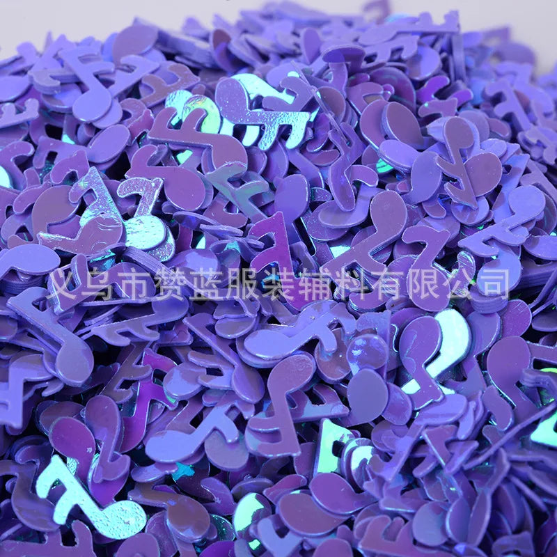 50g/500g 10mm Musical Notation Bulk Sequins for DIY Nail Art Craft Making Wedding Decoration Confetti Wholesale Quake 49 purple 50g