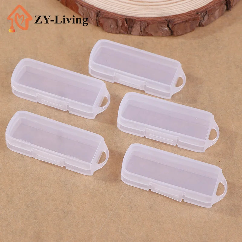 -5 PCS Transparent PC USB Flash Drive Cases Contemporary Style Storage Boxes With Lids For OTG Rotating Drives Quake