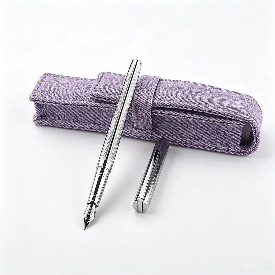 reticulation Striped Metal Fountain Pen F Nib Matte Black Office Signature Writing Ink Pen Gift Quake