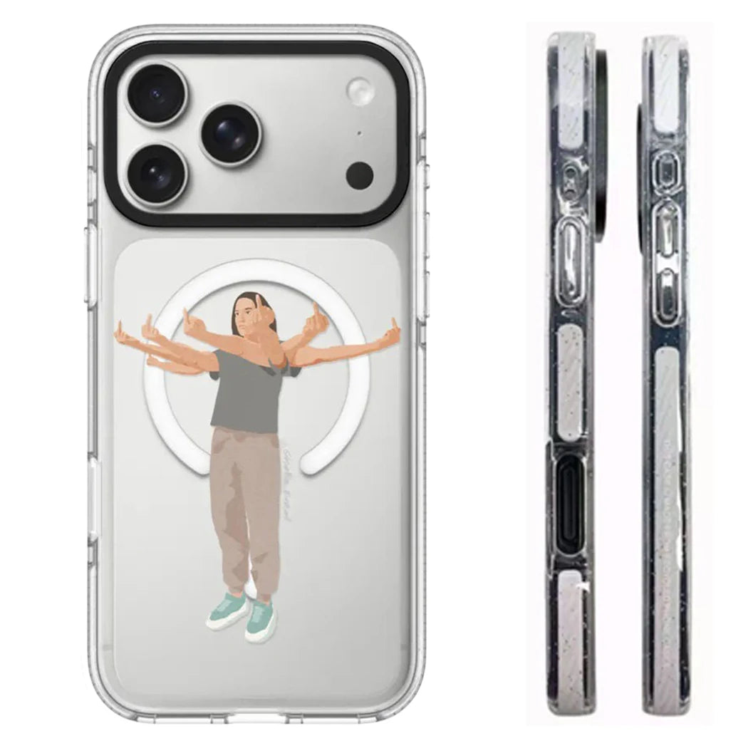 6090681 White Border Magnetic Phone Case Cover for IPhone 13 14 15 16 17 18 Pro Max Case Quake