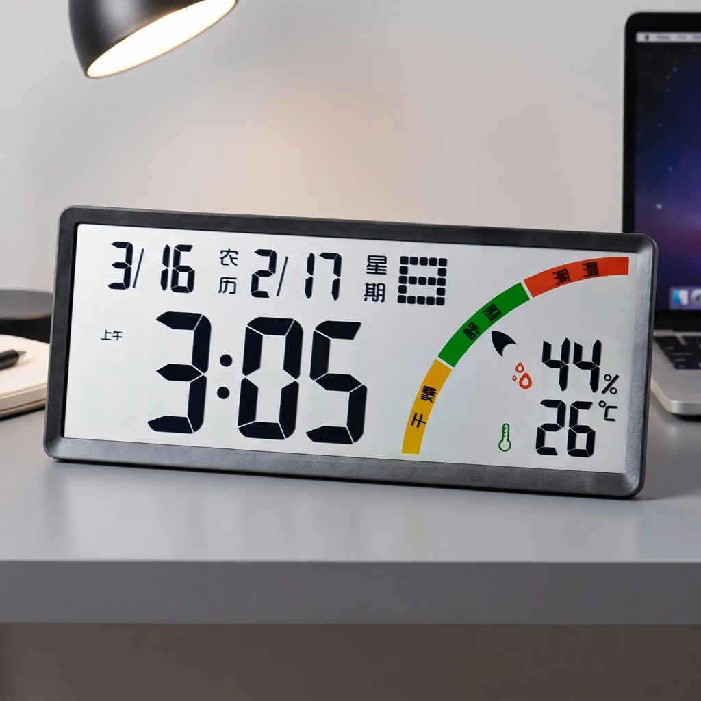 Digital Wall Clock Oversized Digits Wall Clock with Temperature Display Thin Bezel for Office, Living Room, Bedroom Quake