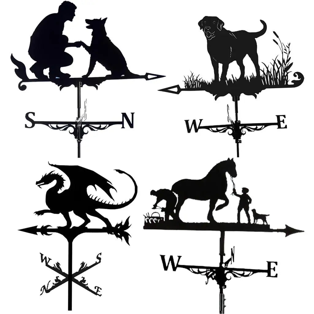 Weather Vane Black Mount Metal Bracket Weathervane for Farmhouse Scene Decor Quake