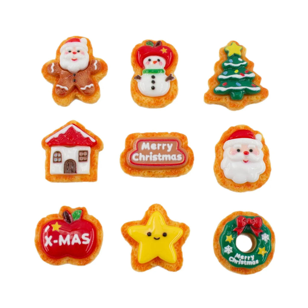 20pcs Cute New Christmas Biscuit Series Flatback Resin Cabochon DIY Jewelry Making Accessories For Decor Miniature Food Play Quake