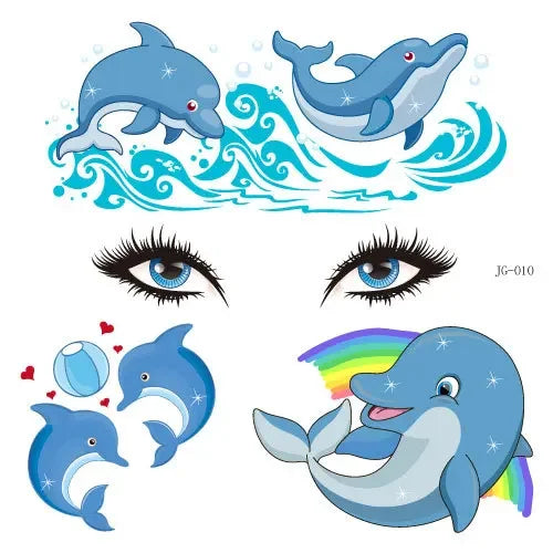 Children‘s Party Face Makeup Decoration Tattoo Sticker Unicorn Mermaid Animal Fun Temporary Tattoo Sticker Water Transfer 1pc Quake NO.10-JG-010