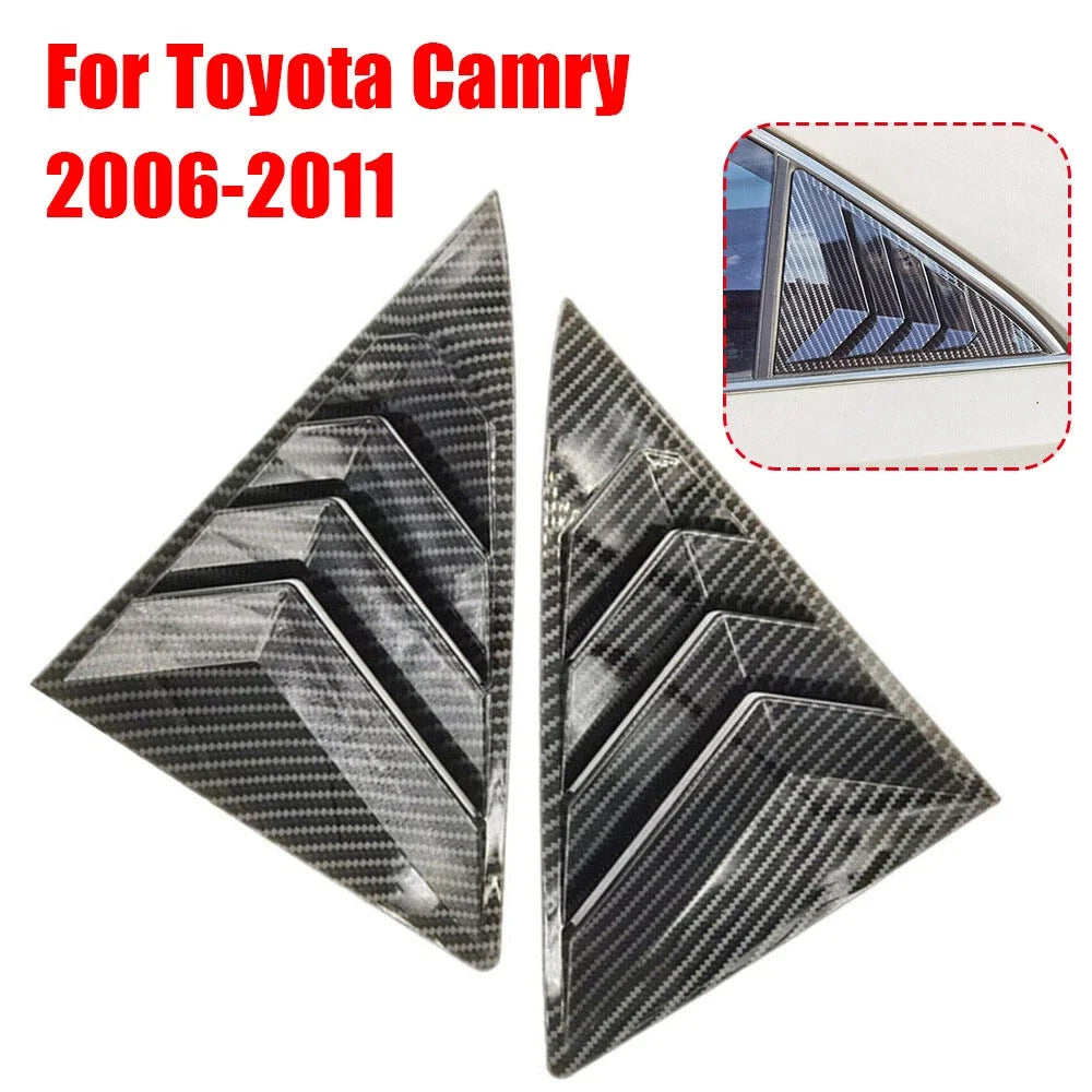 For Toyota Camry Sedan 2006-2011 Car Rear Louver Window Side Shutter Cover Trim Sticker Vent Scoop ABS Carbon Fiber Accessories Quake Default Title