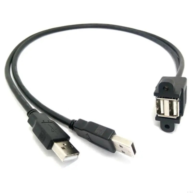 Double Female USB Extension Cable with Ears Screw Lock Panel Mount USB Cable for Cleaner Cable Routing, Desktop K1KF Quake