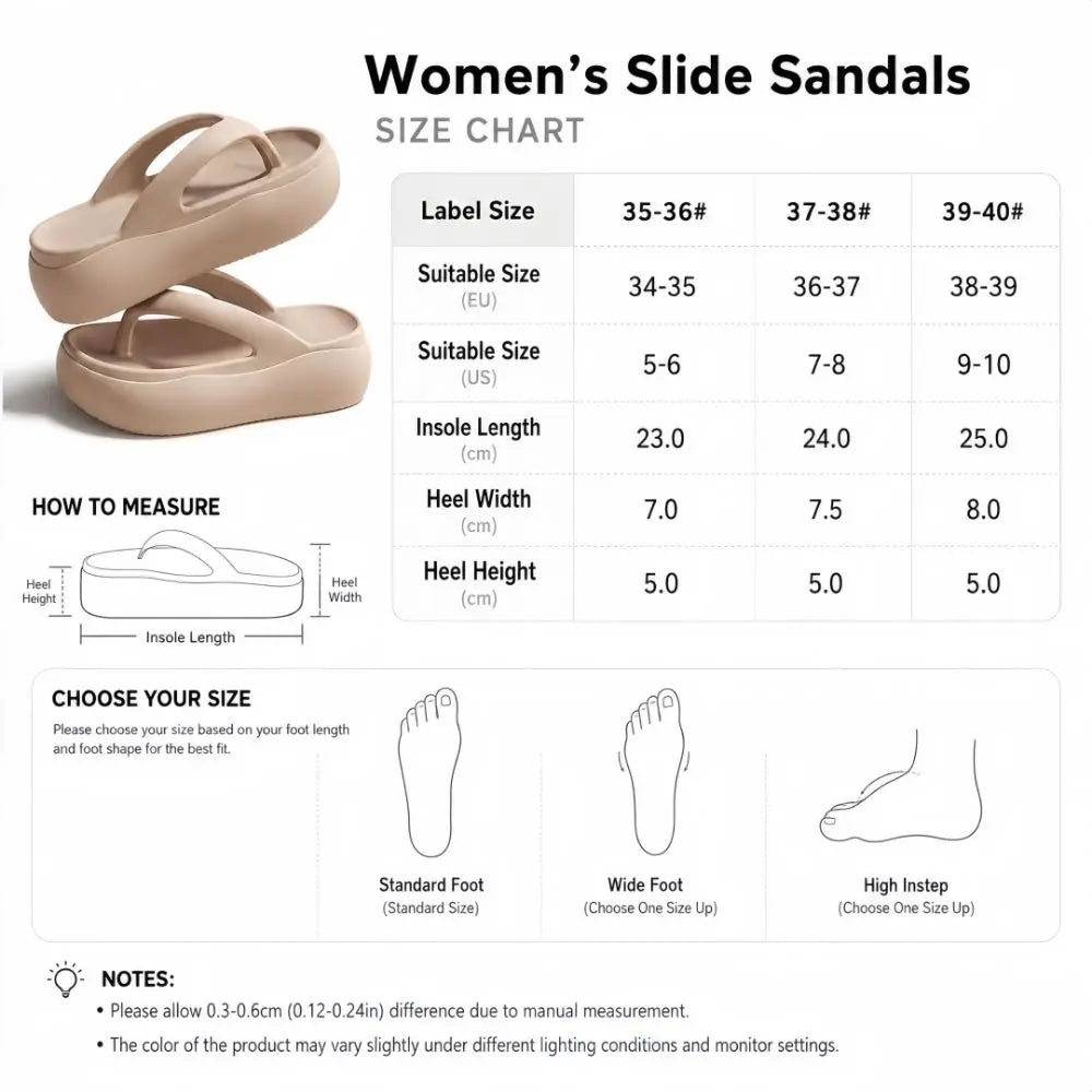 Height-increasing Platform Slippers Non-slip 5CM EVA Beach Sandals Lightweight Soft Sole Women's Flip Flops Indoor Outdoor Quake