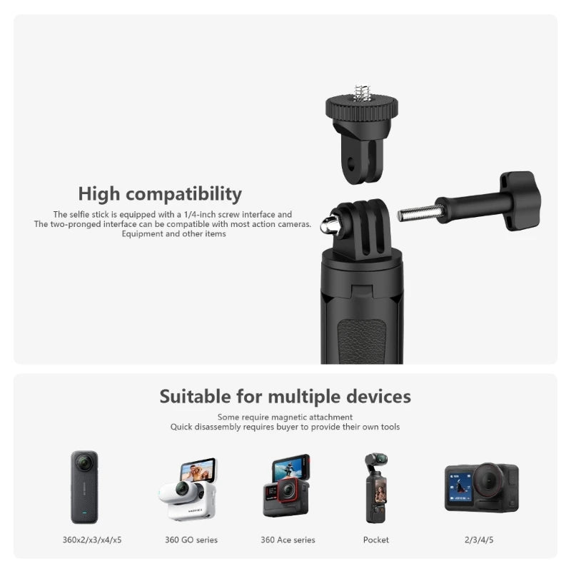 Extendable Aluminum Selfie Tripod With 3Section Poles Phone Camera Mounts Compactly Handle for Travel Vlog K1KF Quake