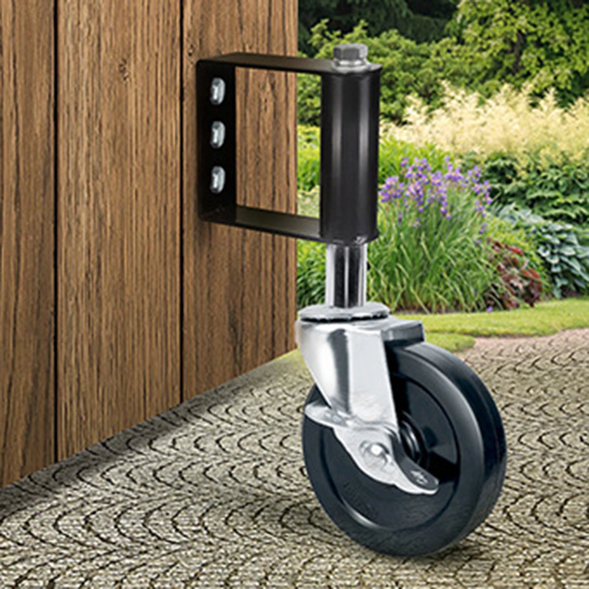 Spring Loaded Gate Wheel Caster Hard Rubber Gate Wheel Suspension Black Quake