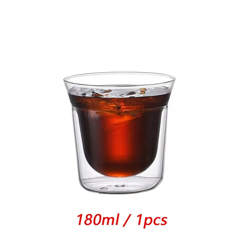 YWDL Double-layer Glass Cup Transparent Espresso Coffee Cup Anti-scalding Milk Brandy Wine Teacup Cup Glass Mug Drinkware Quake 180ml 1pcs 120-335ml