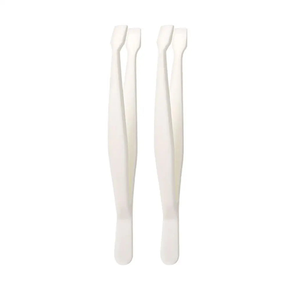 Lower Eyelash Tweezers Stainless Steel Eyelash Cluster Applicator Tweezers Lash Applicator Tool for Travel Salon Separating 2PCS Quake C