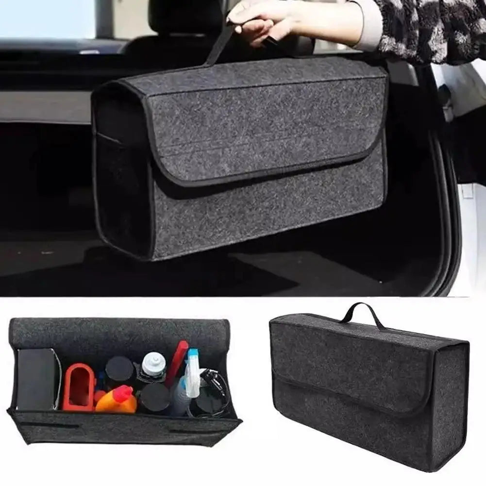 Dark Gray Car Felt Storage Box Enlarged Thickened Soft Felt Design Universal Foldable High Quality Trunk Organizer Quake