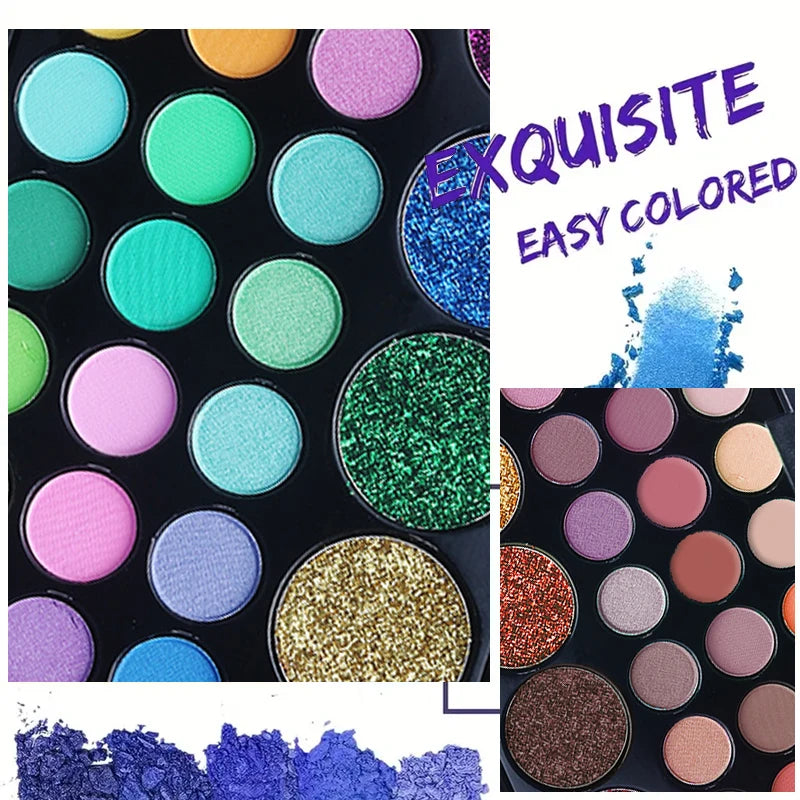 29 Colors Eyeshadow Palette Set with Mascara Eyeshadow Brush Earth Color Waterproof Long Lasting Music Festival Cosmetics Makeup Quake