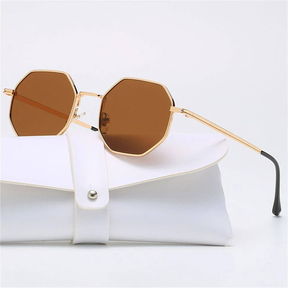 Summer UV Protection Sunglasses Fashion Polygon Sun Glasses for Women Men Trendy Classic Metal Frame Shades Eyewear Quake