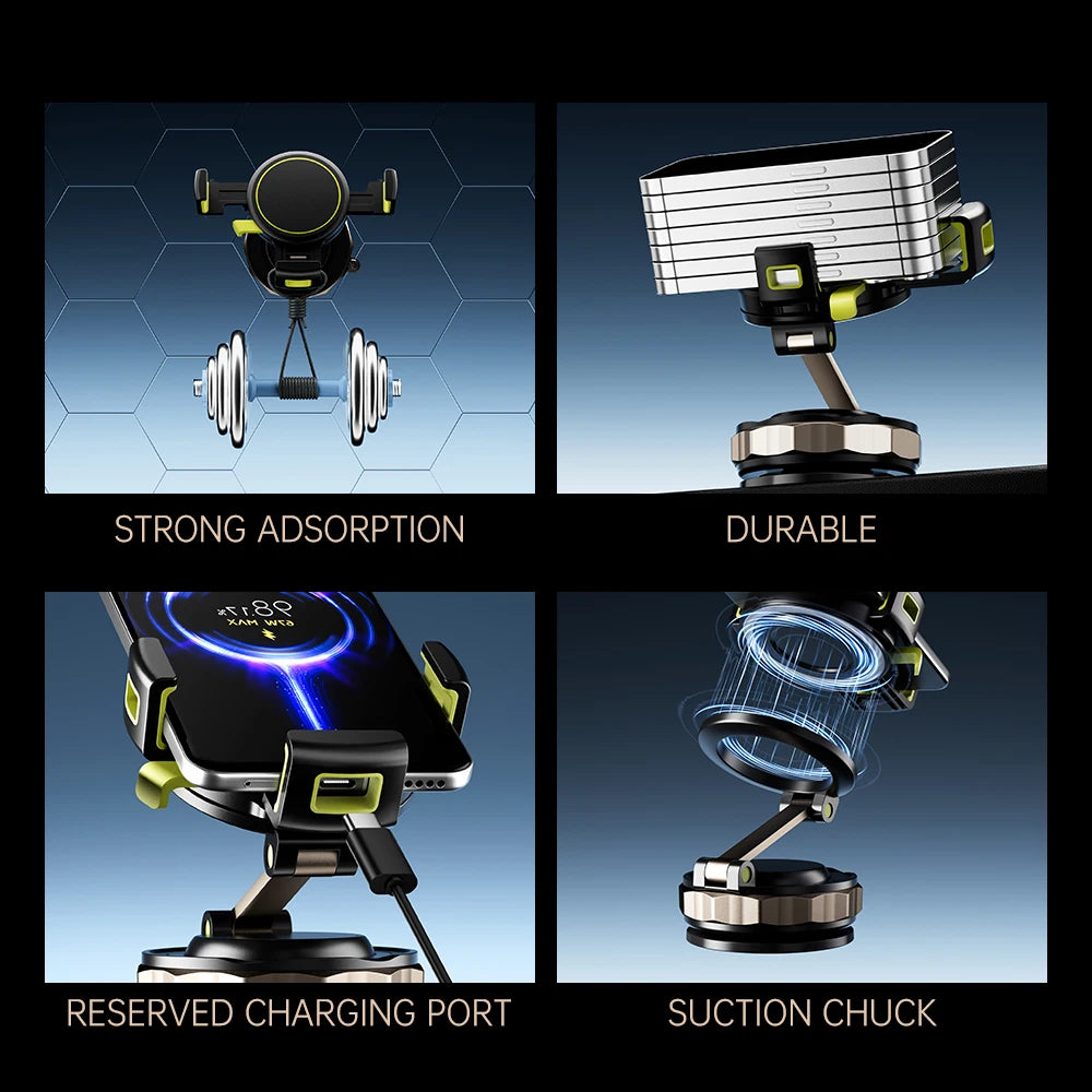 Car Phone Magnetic Stand Mechanical Vacuum nano adhesive Suction Cup Rotate 360° Magnetic Adsorption Bracket Quake