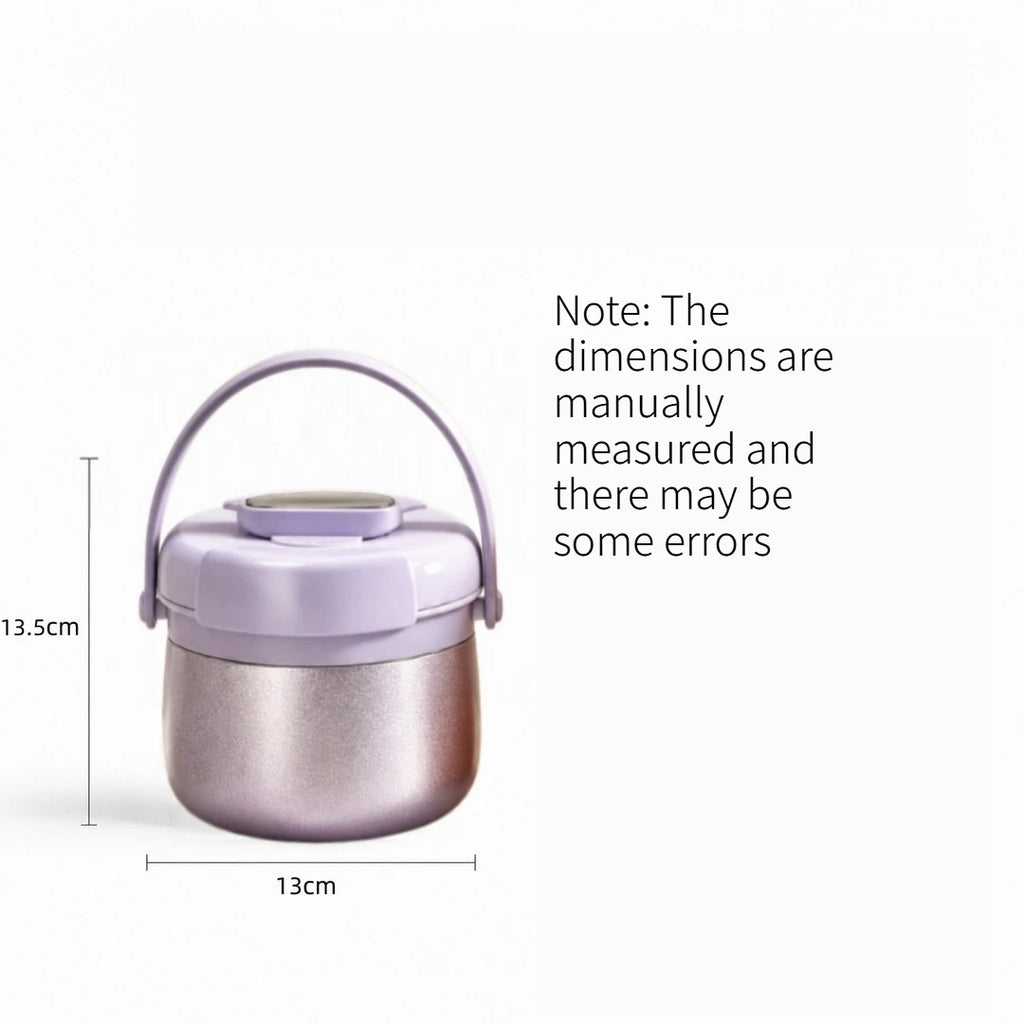 1PC 304 Stainless Steel Insulated Food Bucket Super Long Warm Retention Portable Bento Box for Work and School Lunc Quake Purple 1.2L
