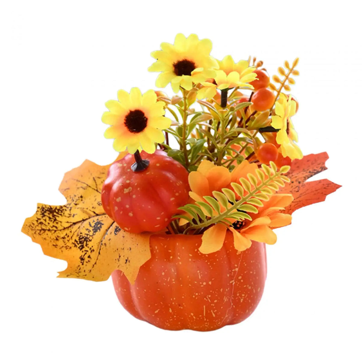 Pumpkin with Flowers Thanksgiving Decoration Fall Pumpkin Centerpiece Halloween Pumpkin Decor Quake