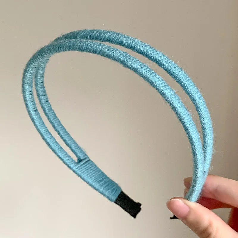 Solid Color Double-layer Yarn Headband for Women Fashion Versatile Headband Makeup Pressed Hair Headband Hair Hoop Styling Tools Quake 6-