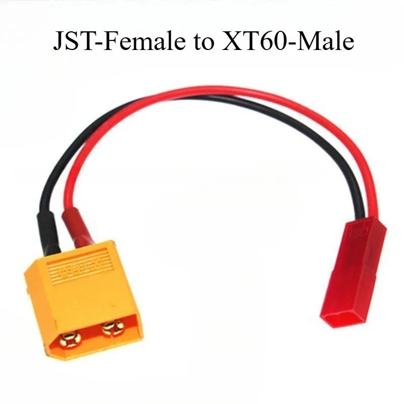 Mismatch‑Fix RC Power Conversion 20AWG Silicone XT60/30 T‑Plug to JST Male Female Connector for Airplane FPV Drone Accessories Quake JST-F to XT60-M 1PCS 20CM