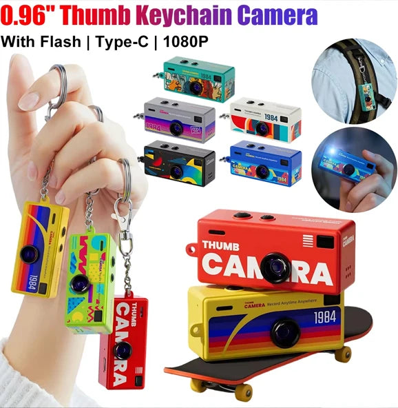 G6 Retro Mini Keychain Thumb Camera 1080P HD Recorder Built-in Flash Auto Focus 130 Wide Angle Lens LCD Screen Portable Camera Quake