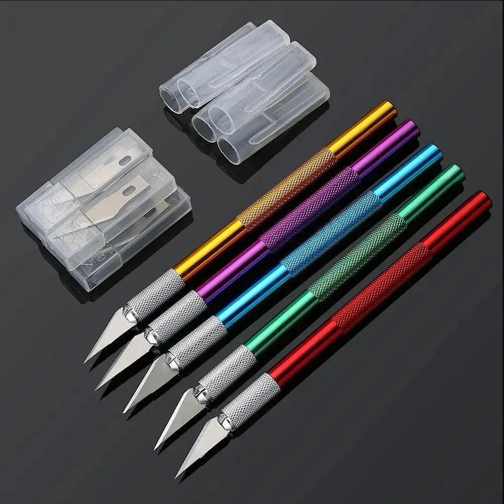 vvocci 10PCS Exacto Knife Colorful Craft Knife Kit, Sharp Exacto Knife Set, Carving Precision Hobby Knife for DIY, Art, Cutting, Quake