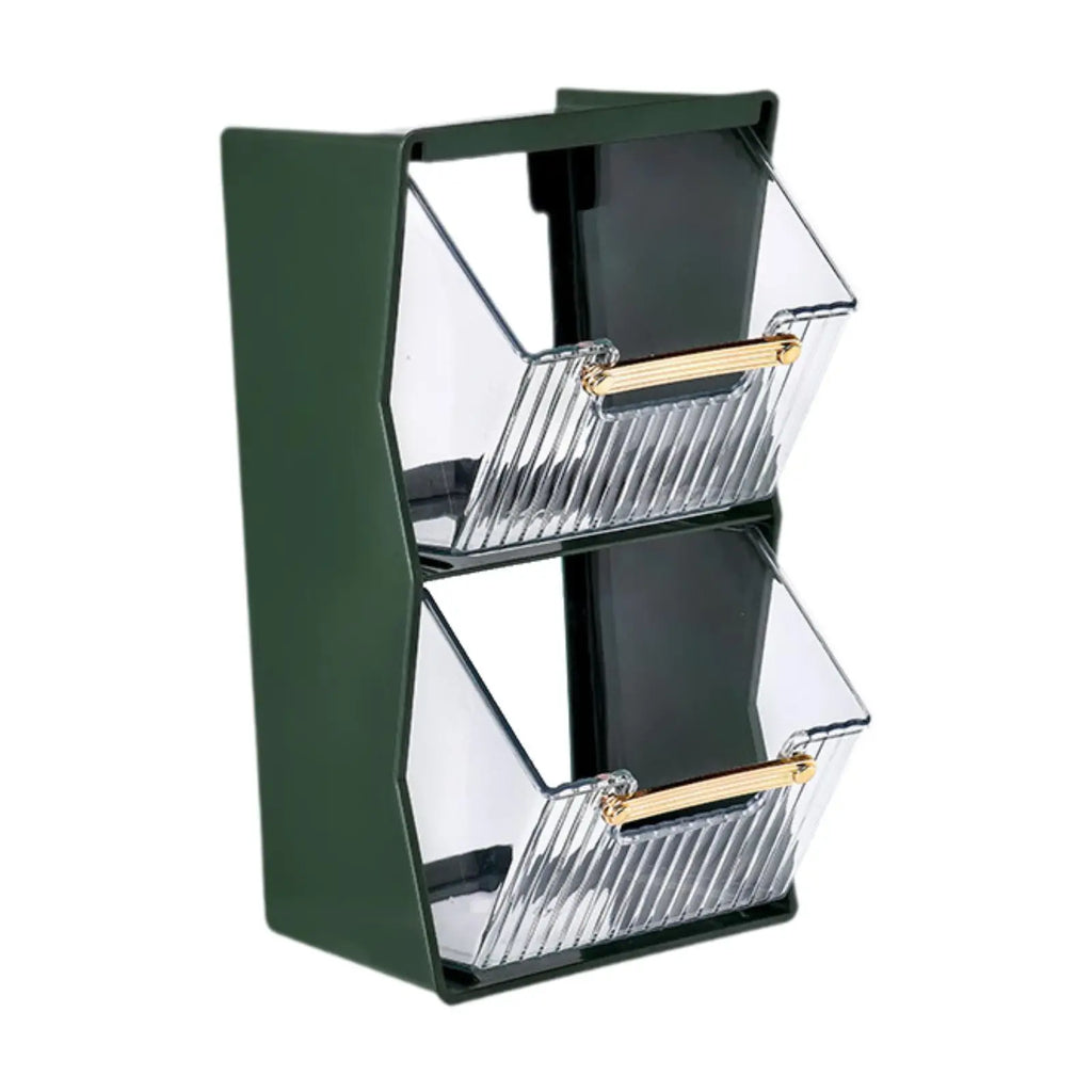 Tea Bag Organizer Large-capacity Versatile Space-saving 2 Layer Detachable Display Box Makeup Organizer for Pantry Lipstick Home Quake Green