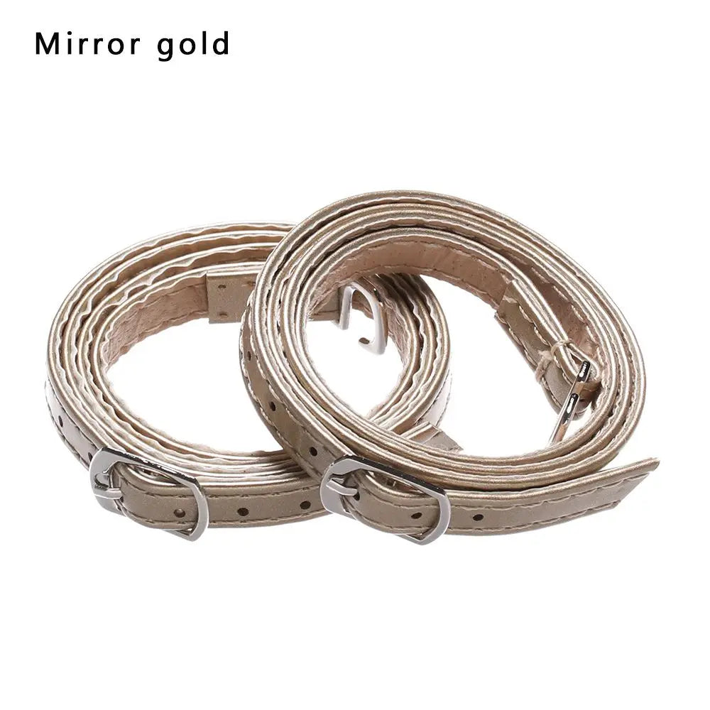 Adjustable Foot Care Accessories Shoe Lace Tie Anti-skid Straps Bundle Shoelace PU Leather Shoelace Ankle Shoe Belt Quake Mirror gold