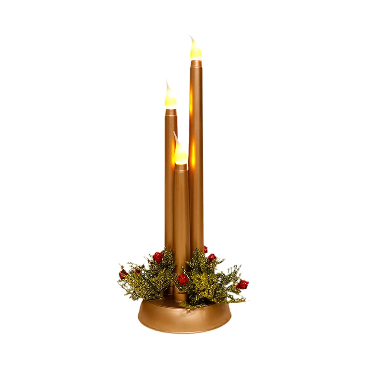 Flameless Christmas Candles, LED Candles, Photo Props, 12 Inch Tall Fake Quake Gold