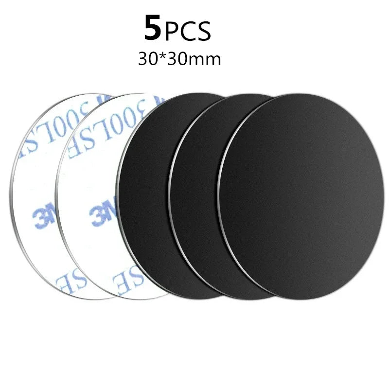 Self-adhesive Iron Sheet Sticker Metal Plate for Magnetic Car Phone Holder 1/3/5PCS Magnet Mobile Phone Stand Mount For iPhone Quake 5PCS black 30mm