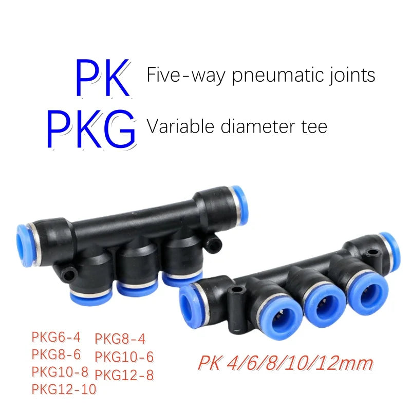 1PC PK PKG Pneumatic fittings: Pneumatic fittings, tubing quick connectors, tee PK6, 8 reducer PKG6-4,hose butt plastic fittings Quake PKG8-6 BLUE