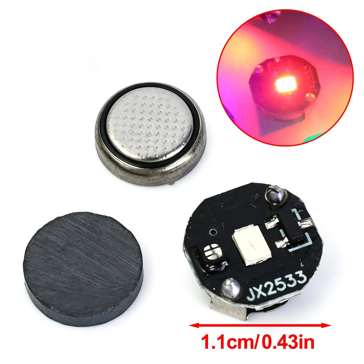10/1PCS Miniature Wireless Magnetic Light Model Srong Bright Single Lamp with Button Battery DIY Handmade Decorative Lamp Wires Quake Red 5PCS