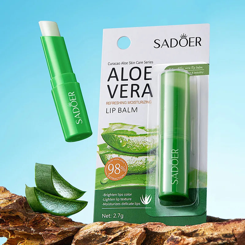 Aloe Vera Long Lasting Moistourizing Lip Balm Natural Moisture Lipstick Nutritious Temperature Sensitive Care Makeup for Lip Quake
