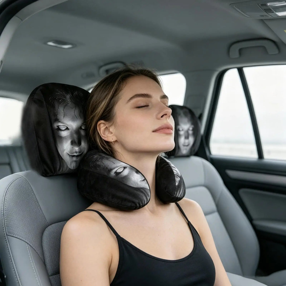 Headrest Covers Soft Funny Spooky Universal Spooky for Trip Travel Daily Commuting Home Trick Party Fall Holiday Event Racing Quake