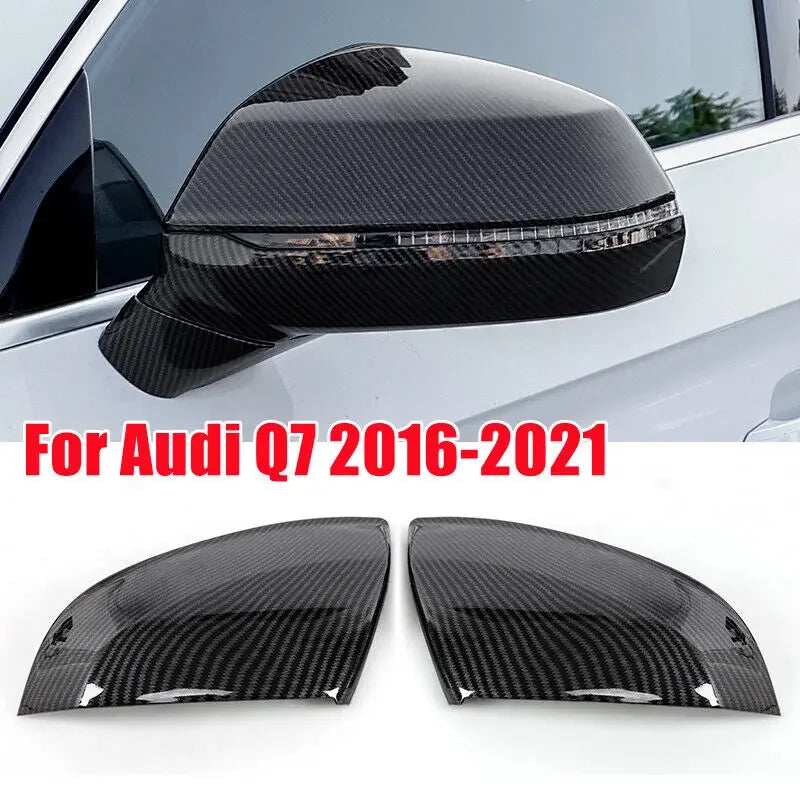 For Audi Q7 2016-2021 Q5 2019-2021 Car Rearview Replacement Side Mirror Cover Sticker Wing Cap Exterior Case Trim Carbon Silver Quake