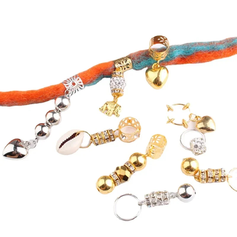 Hair Braided Wig Jewelry Hair Extension Rings Buckle Metal Hollow Out Iron Flower Tube Hair Ring Buckle Headdress Styling Rings Quake
