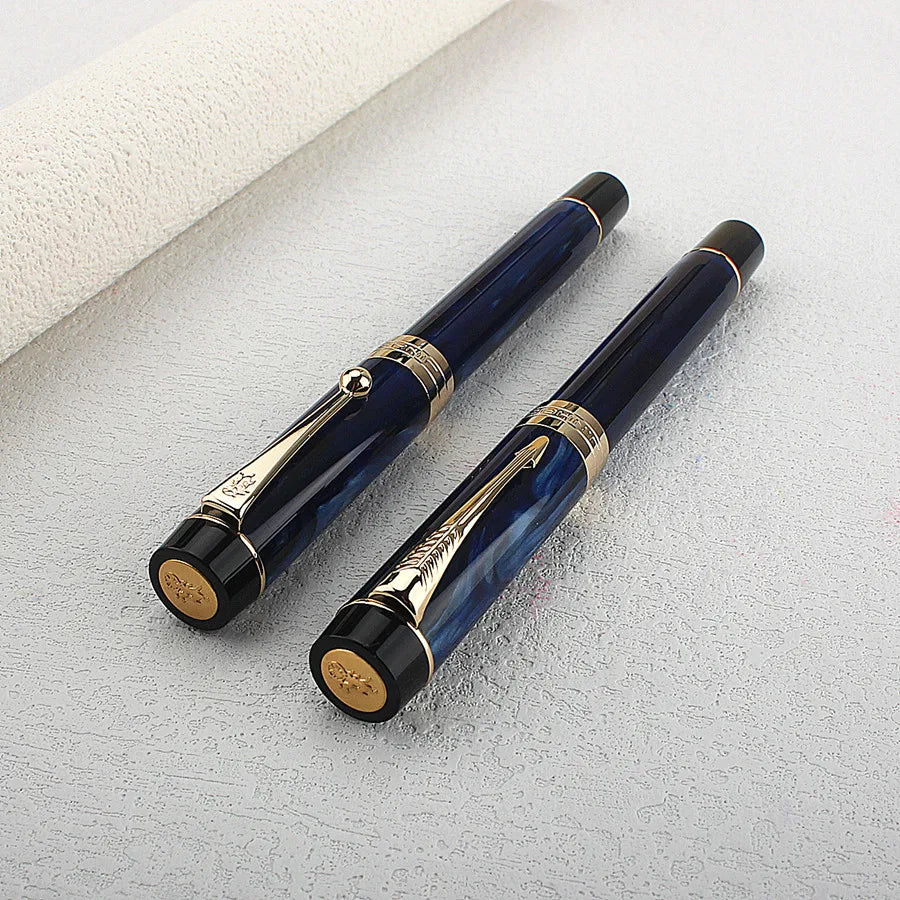 Jinhao 100 Centennial Resin Fountain Pen Starry Blue with Golden Clip EF/F/M/ Nib Ink Pen Business Office Writing Gift Pen Quake