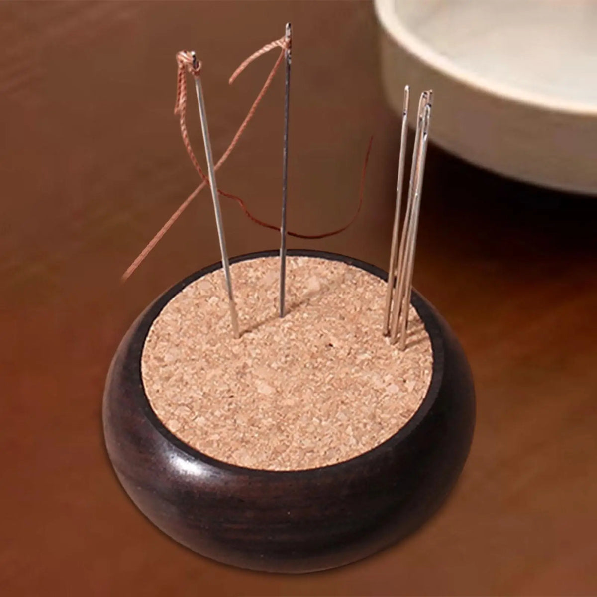 Wood Pin Cushion Needle Holder Sturdy Craft Supplies Sewing Essentials Round for Stitchwork Needlework Sewing Quilting Quake Purplesandalwood