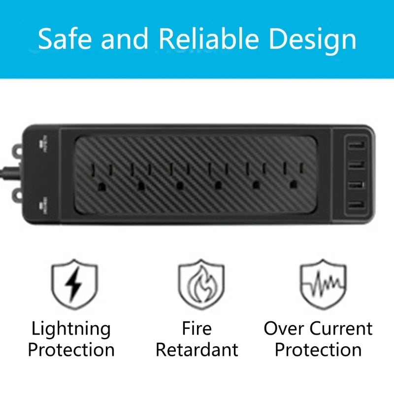 Long Cord Power Strips,1680Joule Protector 9.8ft Extension Cord with Multiple Outlets 18AC 4USB Ports Flat Plugs K1KF Quake