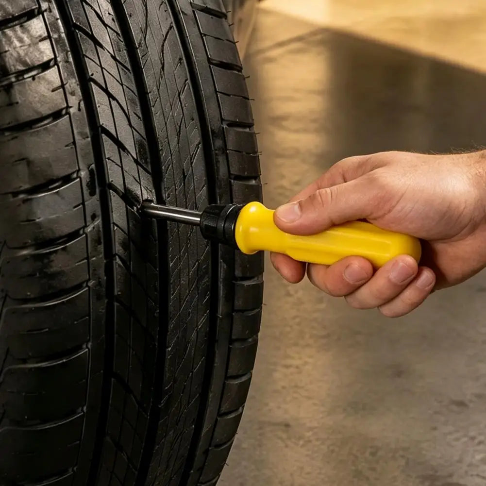 Tire Puncture Repair Kit Tire Repair Kit with 30ml Glue Self-tapping Tubeless Plugs Tool Permanent Puncture Repair for Car Quake