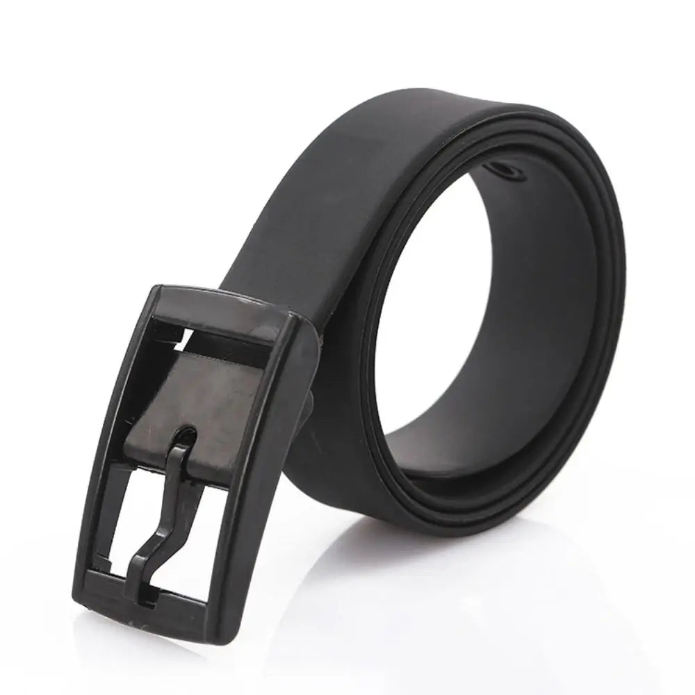 Fashion Luxury Brand Design Silicone Belt Couple Casual Square Pin Buckle Belt Metal Free Waistbands Quake black
