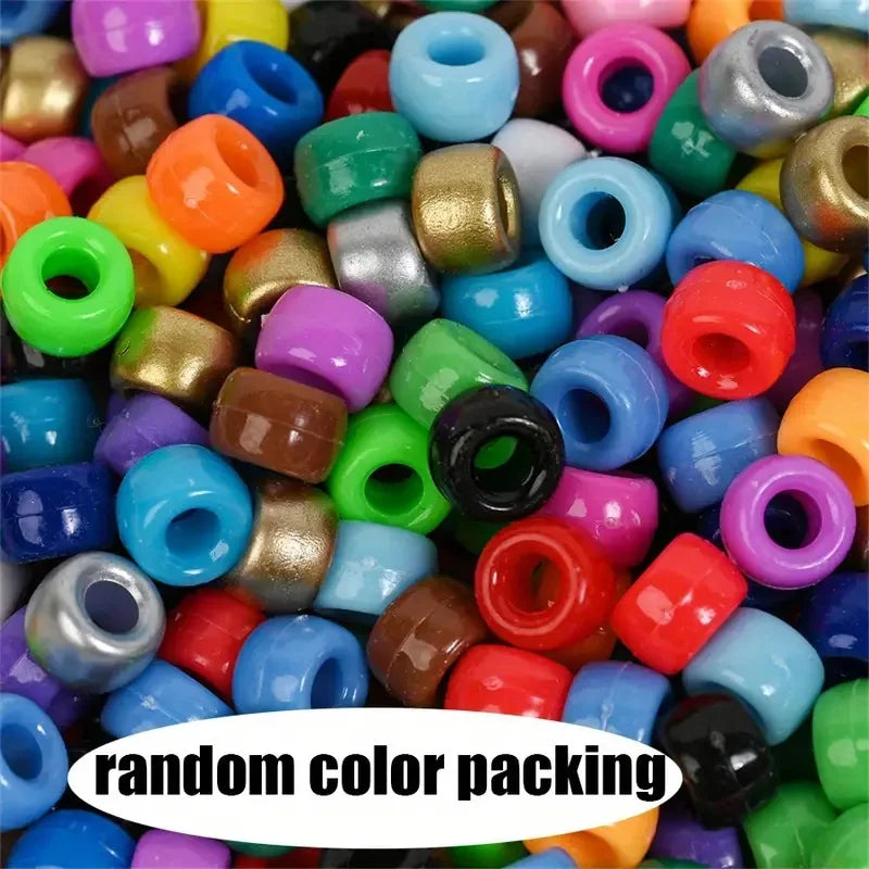 100pcs Colorful Hair Braiding Beads Acrylic Big Hole Beads Pony Hair Beads Jewelry Making Bracelet Necklace Styling Accessories Quake 22